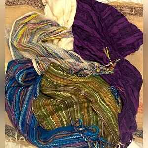 Colorful Woven Scarves Collection Lot of 7